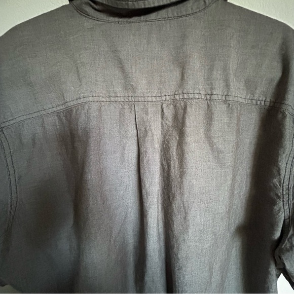 Men’s CARHARTT XL brown grey button up collared shirt linen feel relaxed fit - Picture 8 of 11